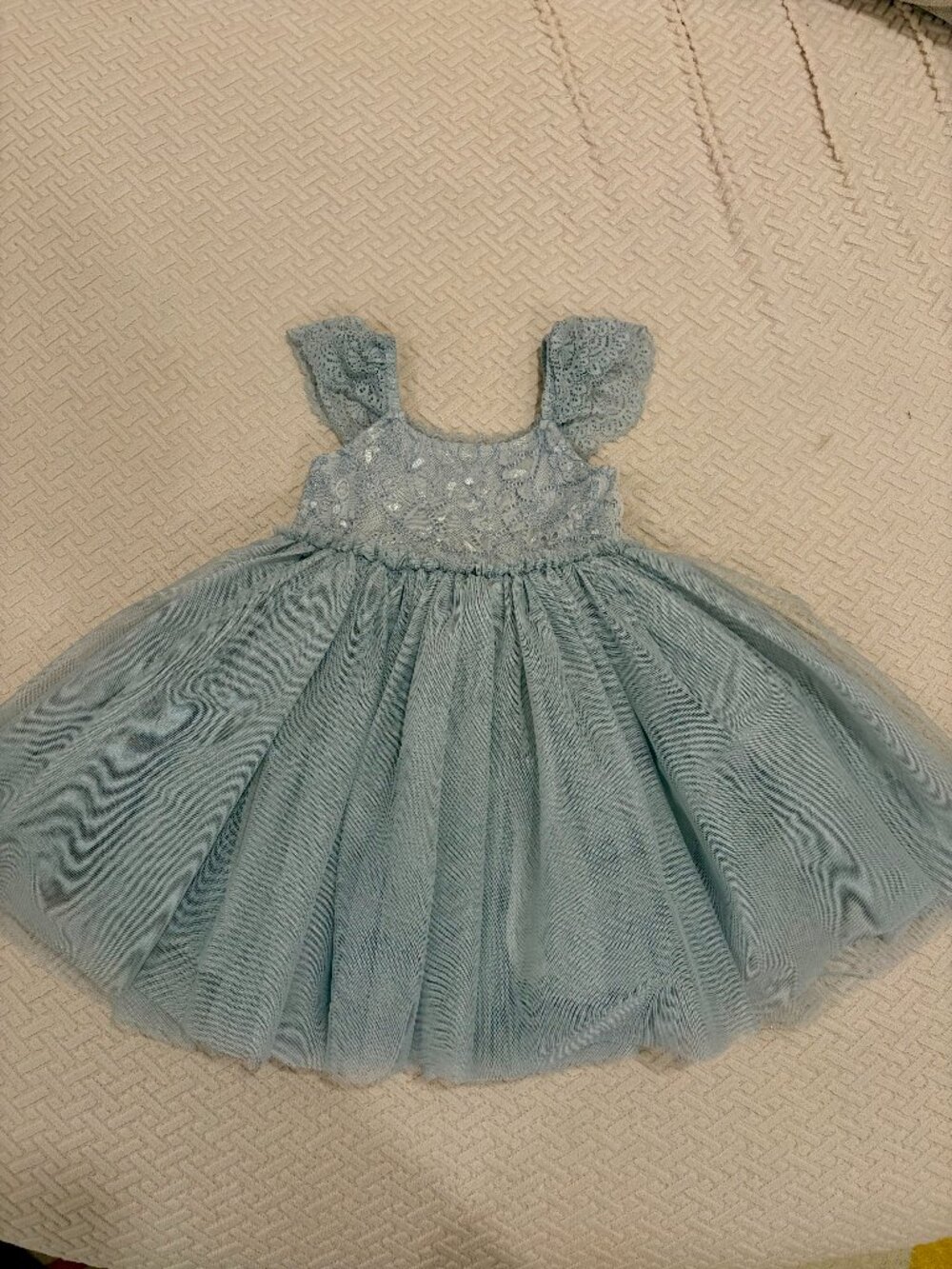 Noralee Camilla Dress Powder Blue 18 month + Matching Bloomers Lace Tulle